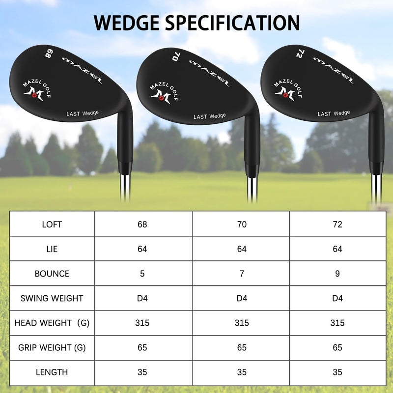 MAZEL Forged Golf Wedges for Men & Women - Golf Gap Wedge, Sand Wedge,Lob Wedge,Escape Bunkers and Quickly Cuts Strokes Around The Green,High Loft Golf Club Wedge - Image 5